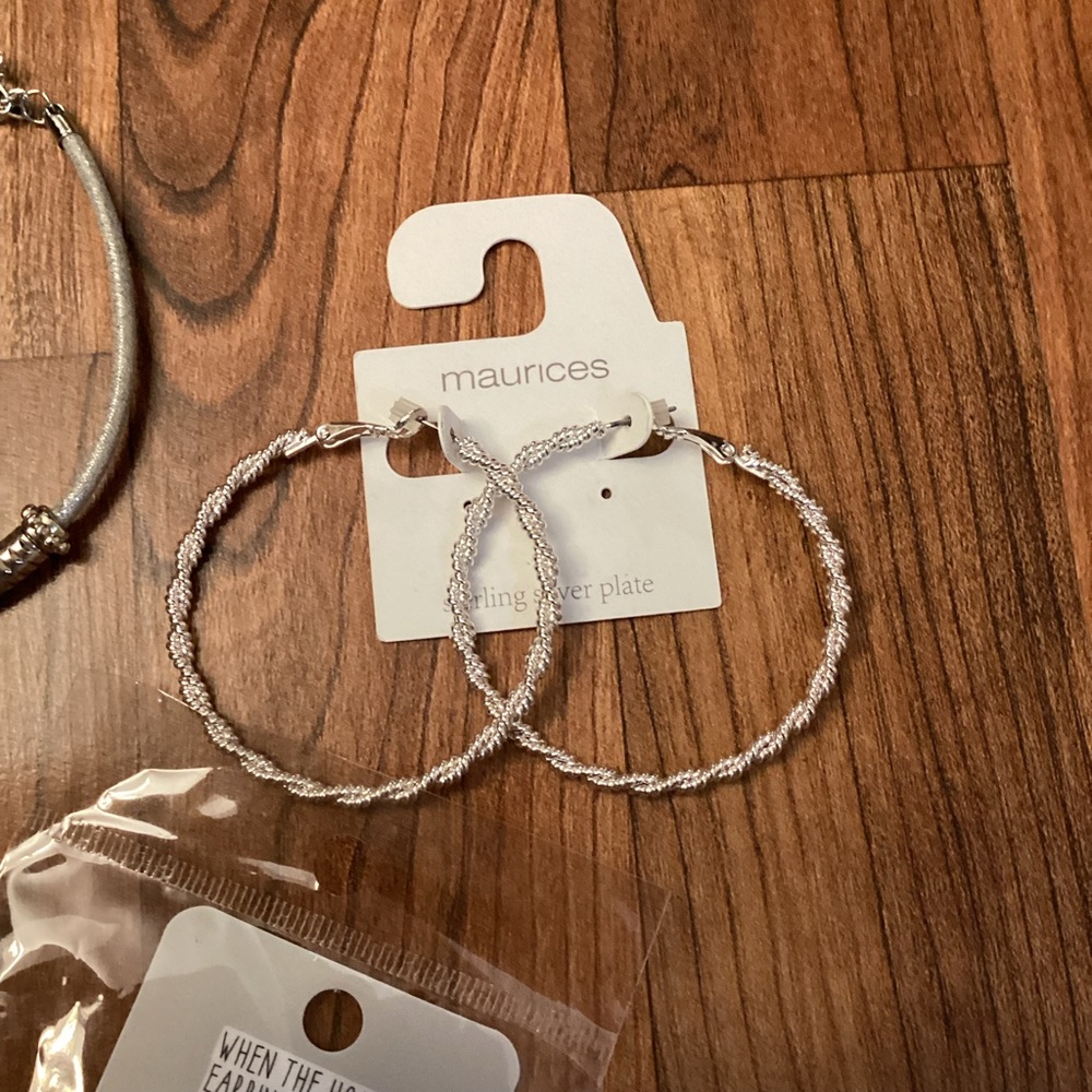 NEW HOOP EARRING SET (2 PAIRS) & 1 BRACELET LOT